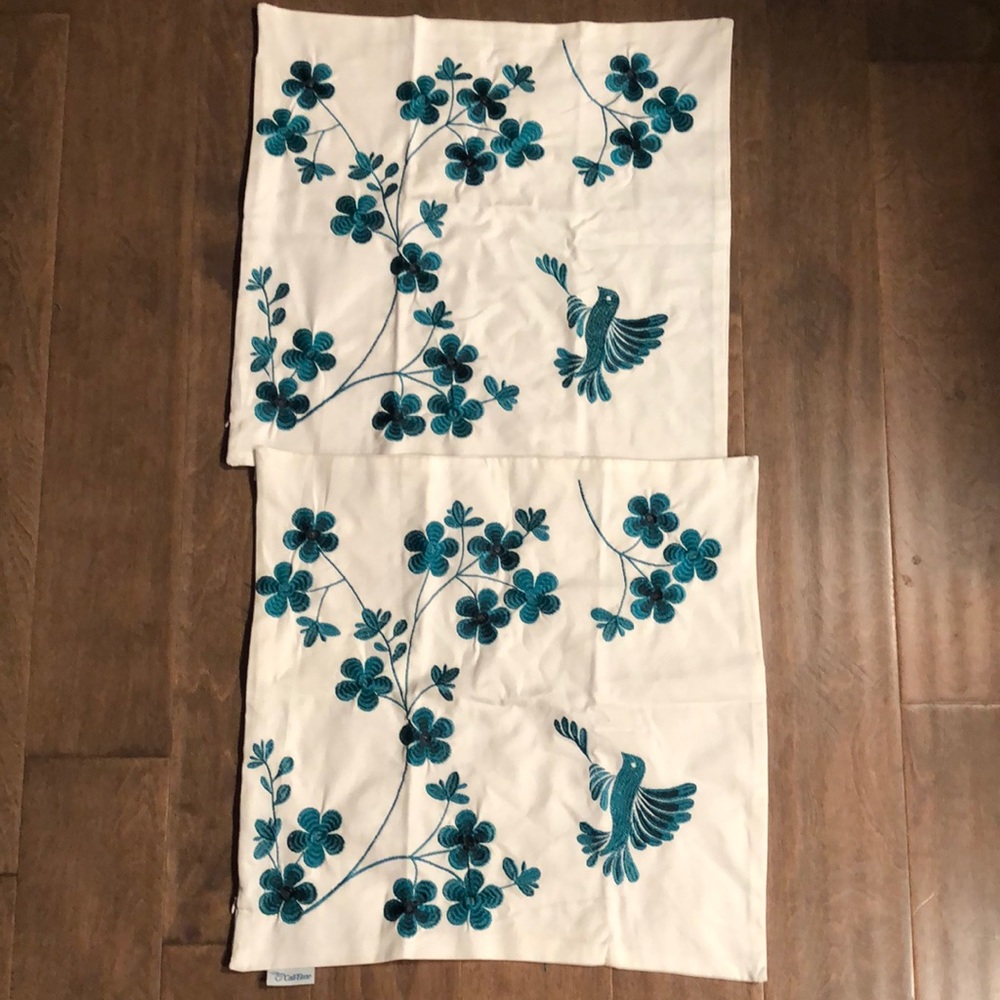 NWOT Cali Time embroidered pillow Covers (2)